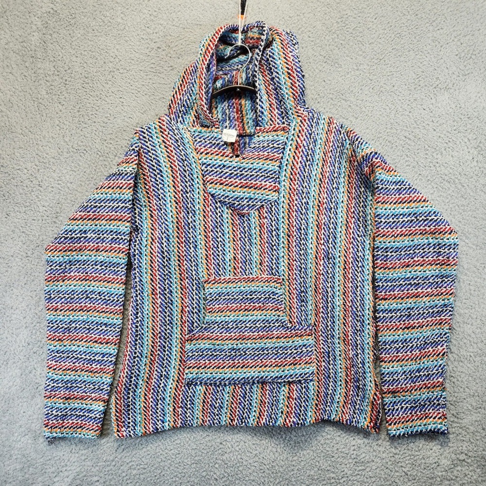 El Paso Saddleblanket Co Hoodie Pullover Rainbow Striped Adult Small Boho Retro‎